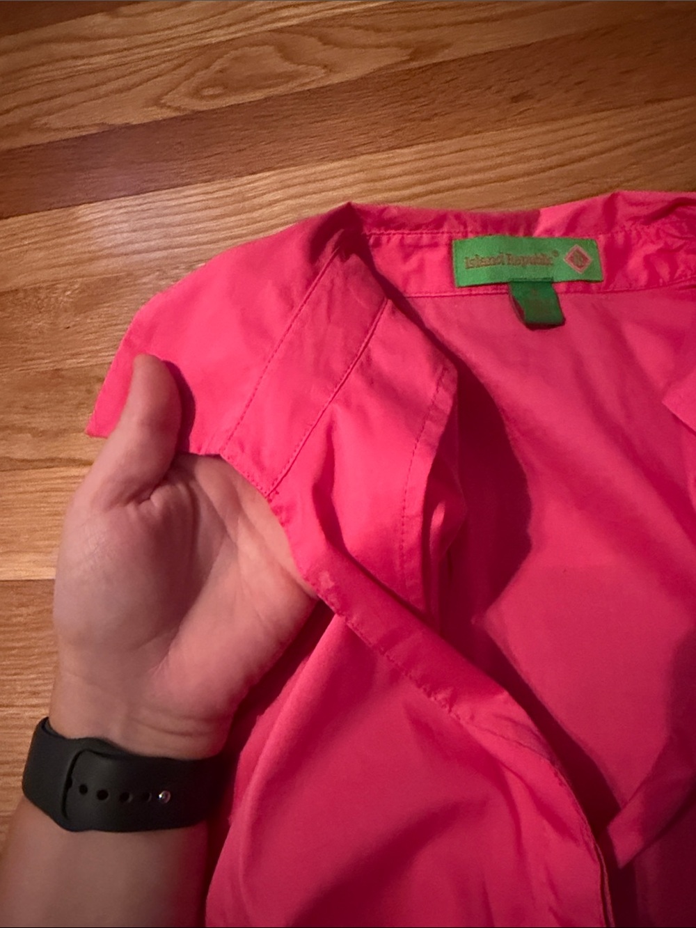 Island Republic Hot Pink Sleeveless Tie-Front Blouse with Ring - Picture 9 of 10